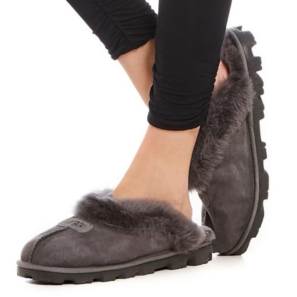 UGG Coquette Shearling Grey Lined Slipper Women Size 8
